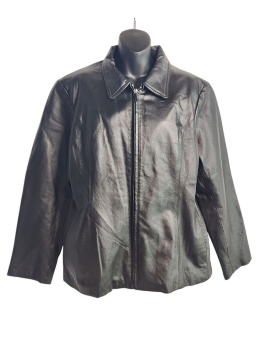 Colebrook Women's Black 100% Genuine Leather Zip Up Jacket Size XL